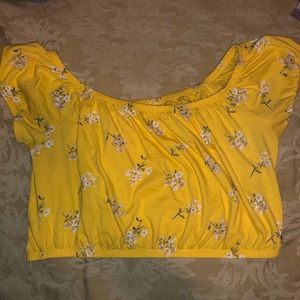 yellow floral crop top